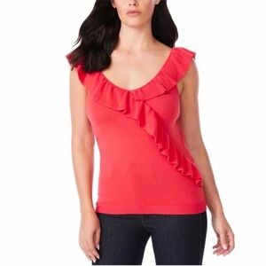 Sofia Vergara Red Versatile Ruffle Tank Knit Sweater Size XL